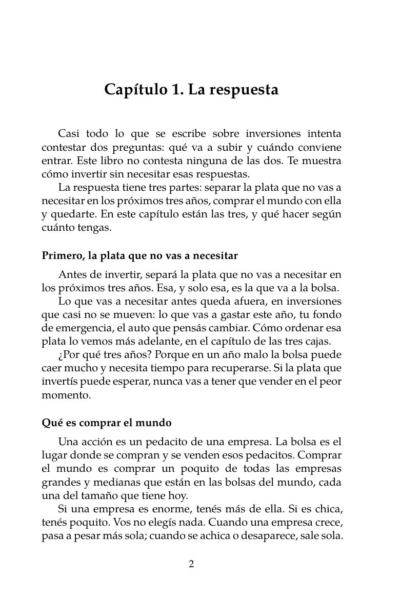 Página 2 del libro: comienzo del capítulo 1, La respuesta